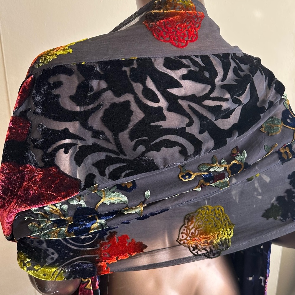 Vintage Scarf - Velvet and Sheer Mesh